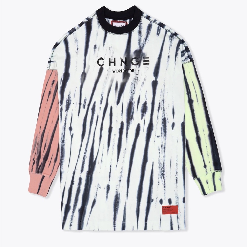 CHNGE
Tie Dye Pieced CHNGE Worldwide L/S T-Shirt Dress (Mint/Dusty Rose/Lime)